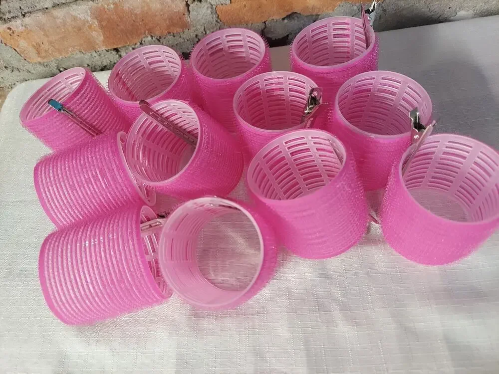 Self Grip Hair Rollers Hair Curlers Set 12 Pcs Pink No Heat Styling Volume